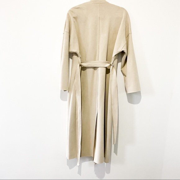 ZARA Faux Tan Suede Trench Coat size Small - Picture 8 of 15